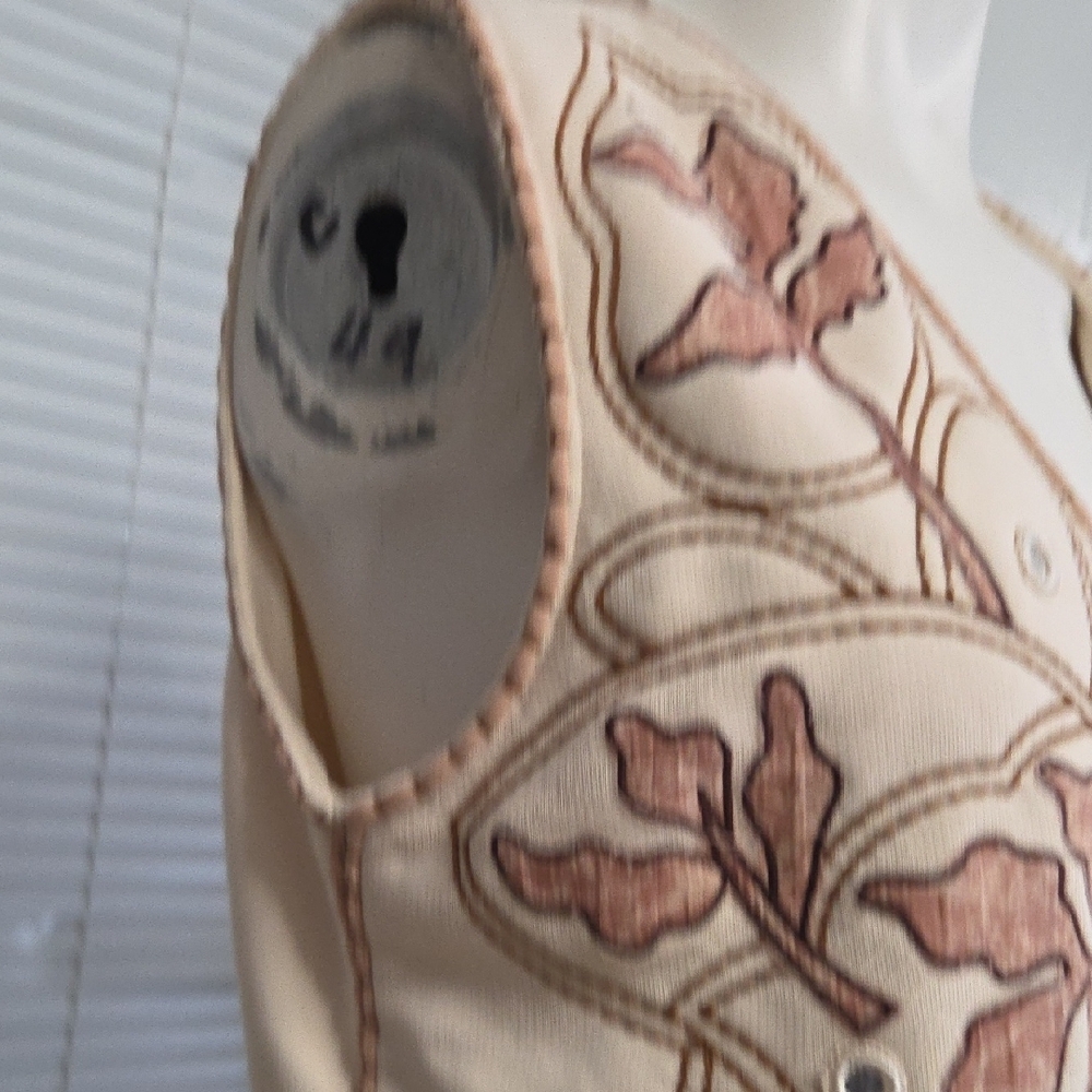 Vintage Embroidered Boho Vest Mirror Details Floral Crop Waistcoat [1021] Large - Picture 4 of 7